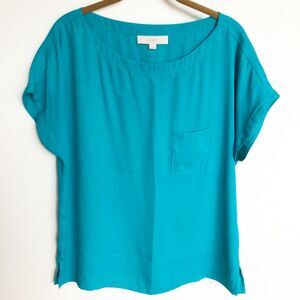 LOFT boxy drapey t-shirt. Teal. Med.
